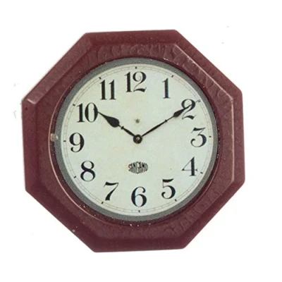 Image of Melody Jane Dolls House Octagon Shaped Wall Clock Miniature 1:12 Scale Accessory