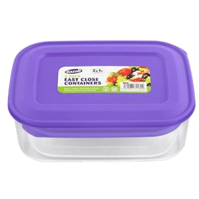 Image of Pack of 3 1, 2 &amp; Litre Air Tight Sandwich Lunch Food Storage Box Containers (Clear Transparent)