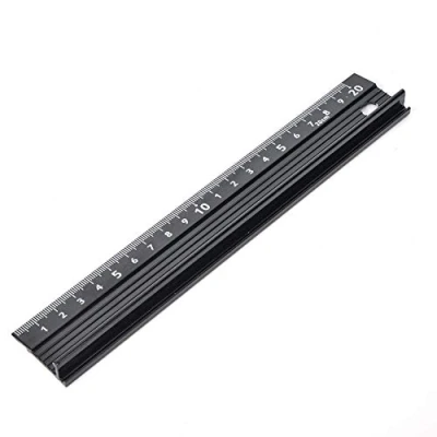 Image of L Type Cutting Ruler Aluminum Alloy Metal Craft Safety Measurement Drafting Tool with Rubber Strip for Measuring Leather (L 20cm)