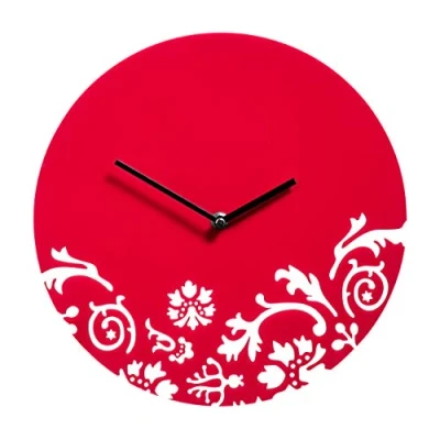 Image of Premier Housewares Floral Swirl Wall Clock Red
