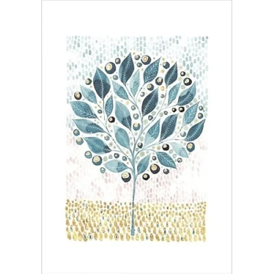 Image of Woodmansterne Beautiful Greeting Card Tree Blank Foiled Design Birthday