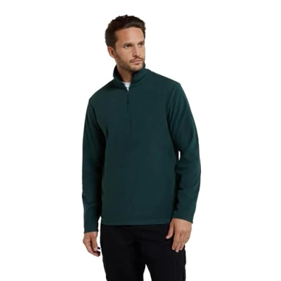 Image of Mountain Warehouse Camber II Mens Half Zip Fleece Microfleece Quick Dry Sweatshirt Everyday Wear Autumn Winter, Outdoors, Travelling &amp; Hiking Dark Green 4XL