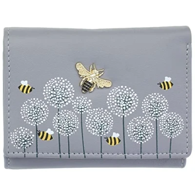 Image of Mala Leather Moonflower Collection Small Purse RFID Blocking 3552_56 Grey