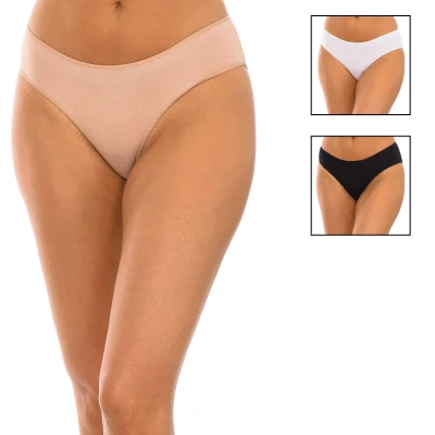 Image of Kisses&amp;Love Pack 3 WoMens microfiber briefs Q EN905 White/Multicolour Bamboo Size Small