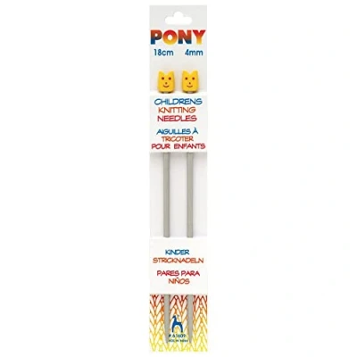 Image of Plush Addict Pony Classic Childrens Single Ended Knitting Needles 18cm Long Aluminum 4.00mm / US 6