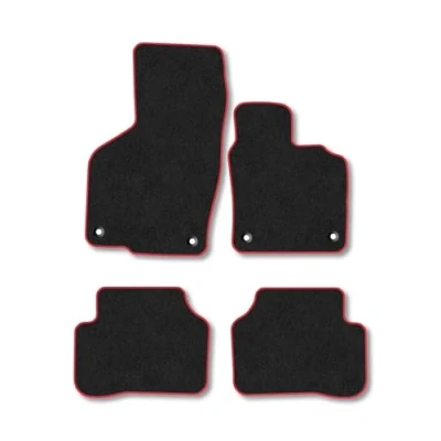 Image of Car Mats Compatible with VW Passat (2011 2015) Tailored Fit Red Carpet Floor Set Accessory Custom 4 Pieces Anti Slip Backing &amp; Binding Trim Edge