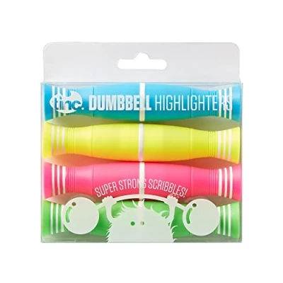 Image of Tinc Super Strong Novelty Dumbbell Highlighters Pack of 4, Multicolor (DUBHLTMU)
