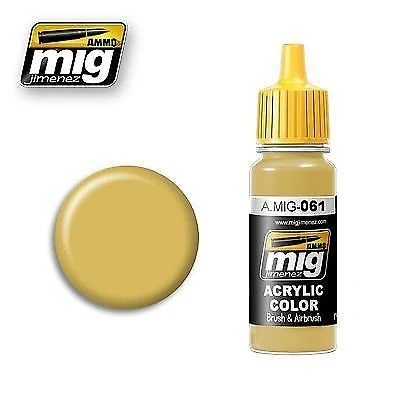 Image of Ammo MIG 0061 Warm Sand Yellow Acrylic Paints (17 Ml), Multicolour