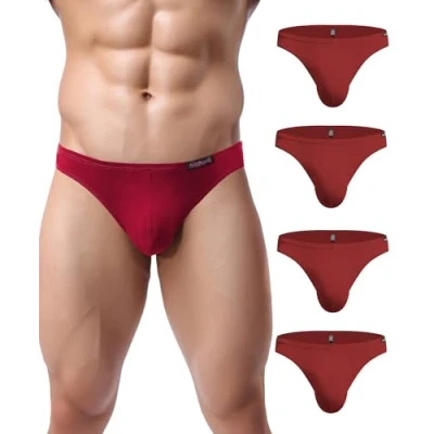 Image of Avidlove Mini Briefs Men&#039;s Underwear Pack of 4 Micro Modal Soft Underpants Red L
