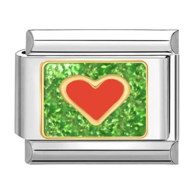 Image of Quiges Special 9mm Italian Style Charm Link Module Stainless Steel Red Heart for Bracelets