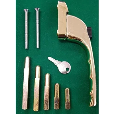 Image of uPVC Universal BRASS Window Handle Inline Double Glazing Locking PVC FREEPOST