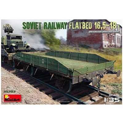 Image of Miniart MIN35303 Soviet Railway Flatbed 16.5 18t Plastic Model kit, Various, Mittel