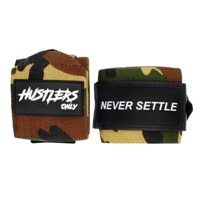 Image of Hustlers Only Weightlifting Wrist Wraps for Support to Reduce the Pain 18 Inch Straps Powerlifting, Strength Training, and Gym Training Ideal Men Women (Camo Green)