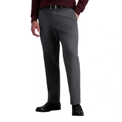 Image of Haggar Mens Non Iron Expandable Plain Front Trousers, Charcoal Heather, 36 W/32 L