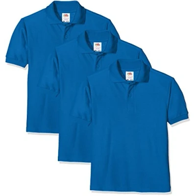Image of FRUIT OF THE LOOM Unisex Baby Short Sleeve Polo Shirt, Royal, 3 4 Years UK
