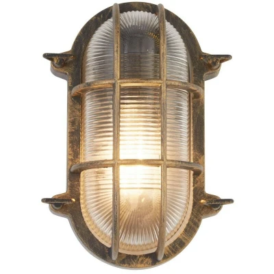 Image of Searchlight Porto bulkhead wall light, oval, black gold