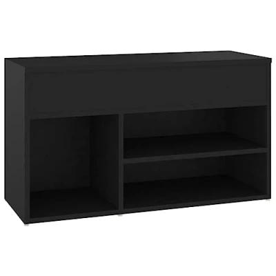Image of vidaXL Shoe Bench Black Engineered Wood Home Organiser Cabinet Rack
