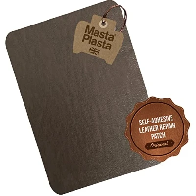 Image of MastaPlasta Original Self Adhesive Leather Repair Patch Mid Brown 28 x 20 cm (11&quot; 8&quot;). Instant Upholstery Quality Scratch &amp; Tear for Sofas, Car Interiors, Bags, Vinyl More