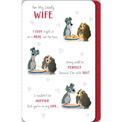 Image of Wife Valentine&#039;s Day Card Disney for Lady and The Tramp Romantic Gift Her Gifts