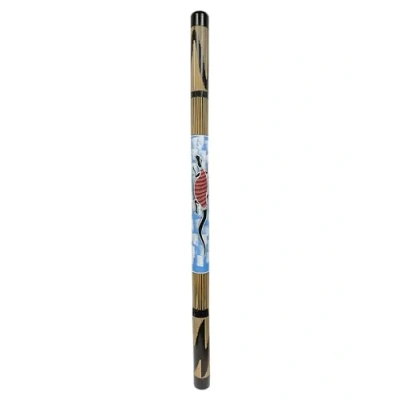Image of Bamboo Didgeridoo Blue Black Hand Painted Carved Musical Instrument Aboriginal Australian Handmade 150cm