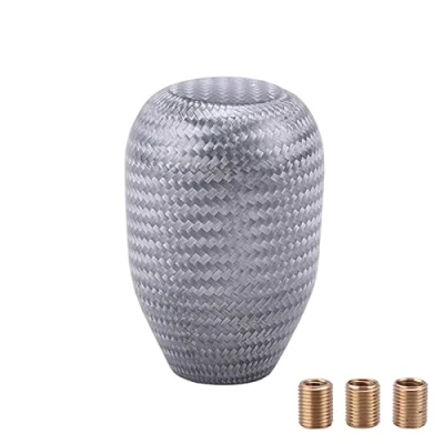 Image of Carbon Fiber Shift Knob Gear Shifter Knobs with 3 Adapter Most Car Decorations Classic,Sliver Short