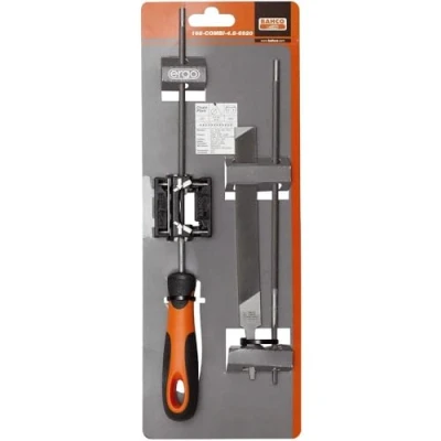 Image of Bahco 168 COMBI 4.8 6920 &quot;Ergo&quot; Chain Saw Files Set with Filing Guide, Multi Colour, 200/4.8 mm, of 3 Piece