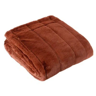 Image of Paoletti Empress Soft Faux Fur Throw, Rust, 130 x 180cm