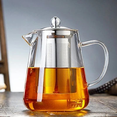 Image of TAMUME 950ML Glass Teapot with Stainless Steel Infuser Roomy Tea Strainer Bird Spout for Blooming and Service Ideal 3 4 Persons