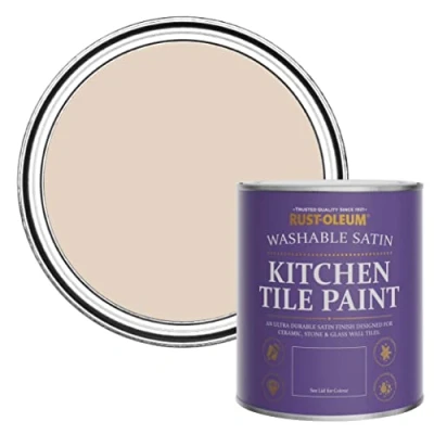Image of Rust Oleum Pink water resistant Kitchen Tile Paint in Satin Finish Homespun 750ml
