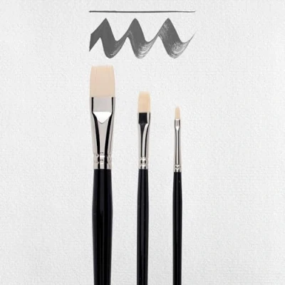 Image of Amsterdam Acrylic Paint Brush Set of 3 Medium Brushes Flat in Sizes 4, 8 &amp; 16