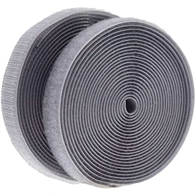 Image of IHKFILAN 2 cm x 4.57 m roll of Hook and Loop, Sew On Nylon Fabric Tapes (not adhesive) both sides included,Grey