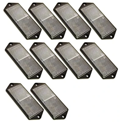 Image of AB Tools Clear Large Rectangle Front White Reflector Pack of 10 Trailer Fence Post TR070