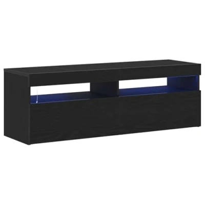 Image of vidaXL TV Stand Black Oak Media Console Storage Contemporary Design, Rectangular Shape, Engineered Wood, Matte Finish Living Room &amp; Entertainment Furniture