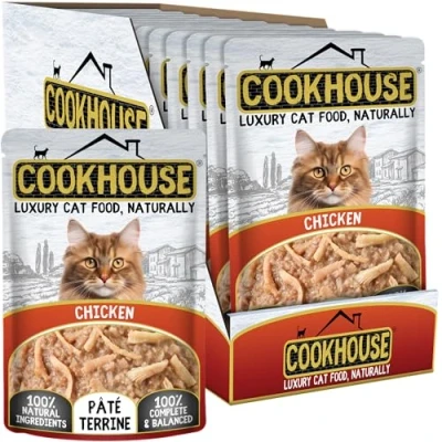 Image of COOKHOUSE 100% Natural &amp; Complete Luxury Wet Cat Food 18 x 70g Pouches Chicken Breast Pate Terrine