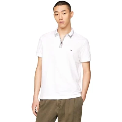 Image of Tommy Hilfiger Men&#039;s Regular Fit Short Sleeve Polo Shirt, White (White), XS