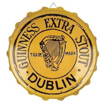 Image of Guinness Metal Sign Bottle Cap Extra Stout Cream 05718