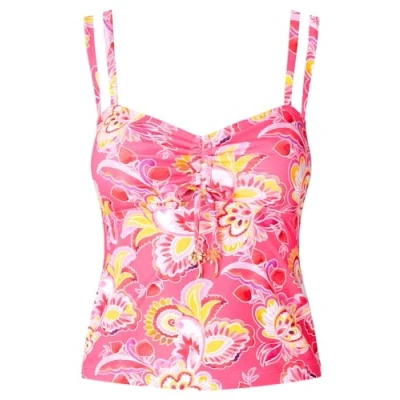 Image of Joe Browns Women&#039;s Recycled Content Bright Paisley Floral Double Strap Tankini Top, Pink Multi, 12
