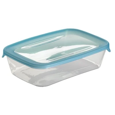 Image of Curver 180690 Fresh’N Go Airtight Rectangular Polypropylene Storage Container Transparent/Blue, Transparent/Bleu, 1L