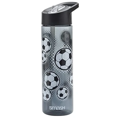 Image of Smash Sipper Water Bottle with Straw 700ml Football, Black