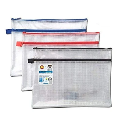 Image of 6 X A4+ Twin Pocket Tuff Bag School Waterproof Storage Strong Pencil Pen Case Zip Wallet (360x 260mm) by ARK