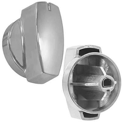 Image of SPARES2GO Temperature Control Knob Compatible with Belling 444440223 444442983 Oven Cooker (Chrome, Pack of 2)