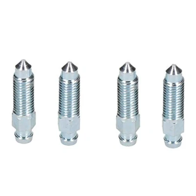 Image of 1/4&quot; x 28 UNF Steel Brake Caliper Bleeding Bleed Nipple Screw Bleedscrew 4pc