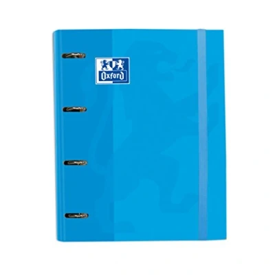 Image of Oxford, 4 Ring Binder A4+, Extra Hard Cover with Rubber, Includes 5 x Grid Refill, Turquoise