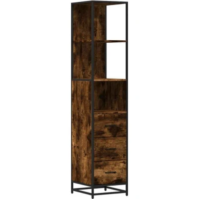 Image of vidaXL Bathroom Cabinet Smoked Oak 35x37.5x166 cm Engineered Wood