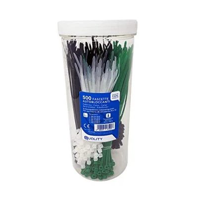 Image of Poly Pool PP7500Q Set of 500 Cable Clips Various Sizes from 3.6mm to 200mm with Clamp Diameters 3mm 50mm White Black Green