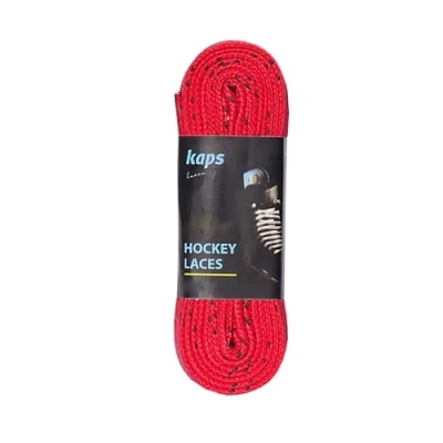 Image of Kaps Polyester Waterproof Skate Laces Exceptional Tensile Strength 190 daN Water Resistant For Ice Hockey Skates Red &amp; Black 182cm