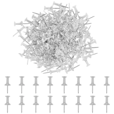 Image of 200PCS Push Pins,Plastic Head Drawing Poster Tacks Needle,Thumb Tacks, Pinboard Pins,for Cork Notice Board,Maps Posters Photos,Pinboard,Xmas Party Decorations