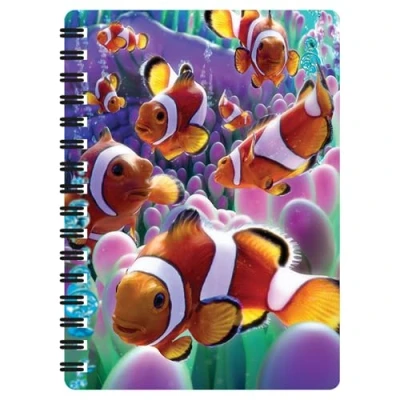 Image of 3D LiveLife Jotter Clown Fish from Deluxebase. Lenticular Ocean A6 Spiral Notebook with Plain Recycled Paper Pages. Artwork Licensed Renowned Artist David Penfound