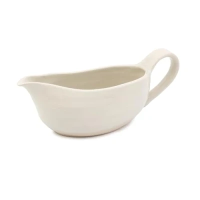 Image of Jamie Oliver Big Love Great Gravy Boat, White with Pinched Spout and Handle, Sauce Jug Ribbed Texture Glossy Glaze, for Custard, Cream, Milk, Dishwasher, Microwave, Oven Safe, 400ML
