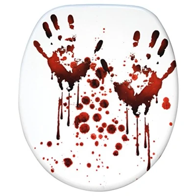 Image of Sanilo Toilet Seat, Stable Hinges, Easy to Mount, Wooden Seat Blood Hands